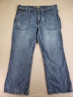 Old Navy Jeans Mens 36x30 Low Rise Bootcut Denim 100% Cotton Slash Pockets Blue • $8.98