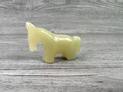 Vintage Cream Yellow Onyx Carving Donkey Burro Pack Mule Figurine • $15.60