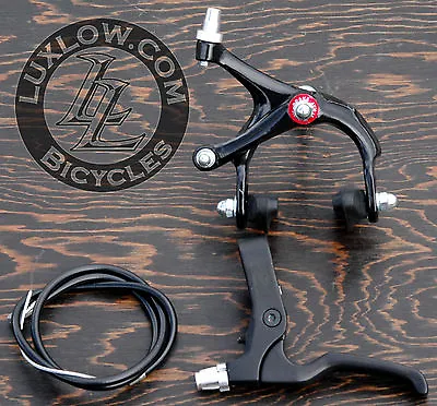 Black 700c Fixie Frt Brake Lever Cable Caliper Fixed Gear Bicycle Track RoadBike • $34.44