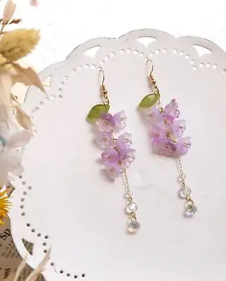 $2.96 • Buy Wisteria Flower Earrings,Dangle Earrings,Elegant Floral Earrings,Fairy Earrings