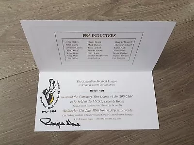 Richmond Tigers - Royce Hart Hand Signed 1996 Afl 200 Club Personal Invitation • $139.97