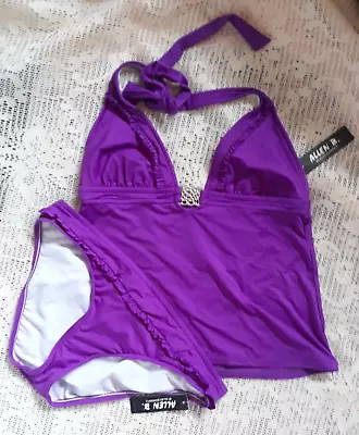 Women's Allen B. 2-pc Sz 10 Purple Grape Swim Bottom & Tankini Top Set FREE SHIP • $32.99