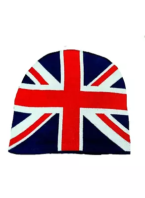 Mens Womens Union Jack Hat British Flag Warm Winter Thermal Beanie Hat One Size • £4.89