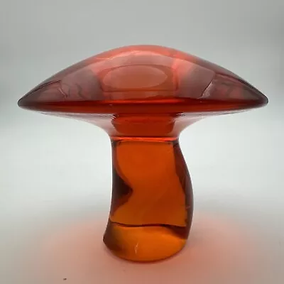 Vintage Viking Glass 3.5” Mushroom Persimmon Orange MCM • $135