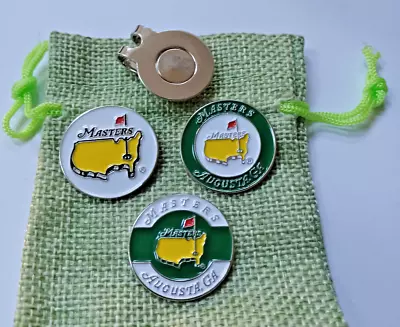 £6.25 • Buy Set Of 1  (25mm) Masters Golf Ball Markers - Free Pouch And Magnetic Clip