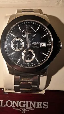 Longines Conquest Chronograph L3.661.4 Automatic Black Dial Stainless IN Box • $974