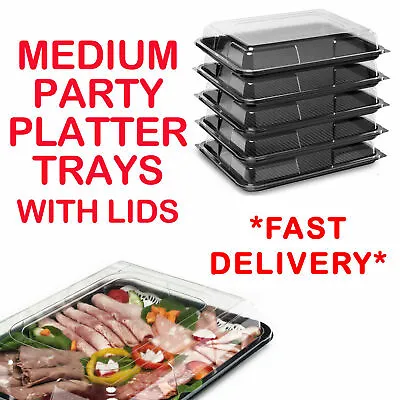 £17.99 • Buy Medium Platters Sandwich Plastic Catering Trays With Lids For Party, Food Buffet