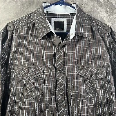 7 Diamonds Shirt Mens XL Black Plaid Long Sleeve Button Up Pearl Snap Western • $16.98