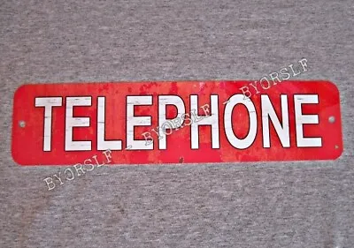 Metal Sign TELEPHONE Public Pay Coin Vintage Replica Phone Booth Prop Red #3 • $12.60