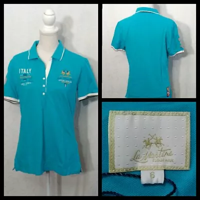 La Martina Polo Shirt NWT Women's Size 6 Blue Short Sleeved Collared Inv#Z2080 • $39.99