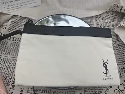 Yves Saint Laurent YSL Beauty Makeup Bag Brush Pouch Carrying Case White Clutch • $23.50