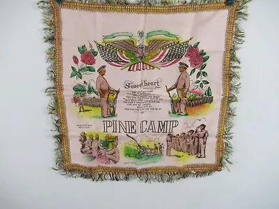 Vintage Pine Camp Fort Drum Sweetheart Satin Pillow Cover US Army Military • $14.39