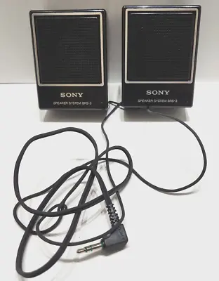 (2) Sony SRS-3 Portable 3  Desktop Mini Stereo Speaker System 3.5 Mm Jack Japan • $12.97