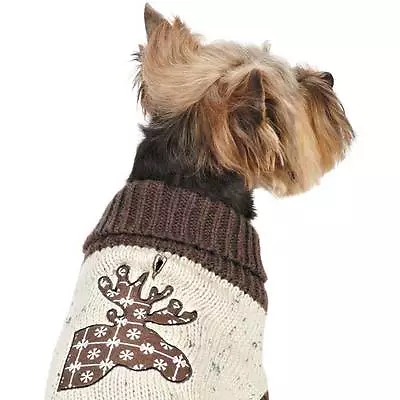 Zack & Zoey Northern Woods Moose Applique Dog Turtleneck Sweater • $28.49