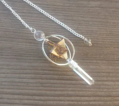 Natural Calligraphy Stone Gemstone 3 Stone Merkaba Star Spinning Pendulum • £10.21