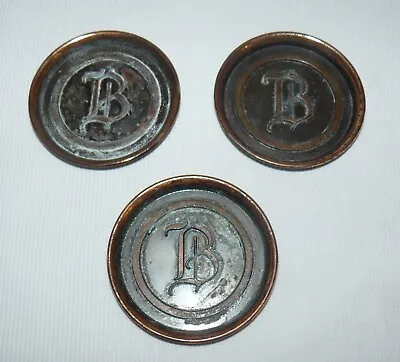 L.E. Mason 1950 Copper Metal Coaster Set Of 3 Gothic B Monogram • $9.67