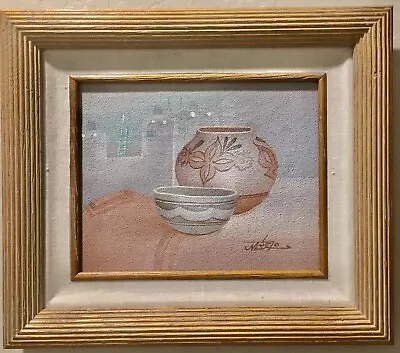 Navajo Pot And Bowl   Sand Painting By Mario Jung • $45