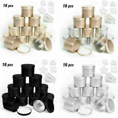 12pcs Round Candle Tins 100ml Metal Tin For Wax Soy Making Container Jar Storage • £11.39