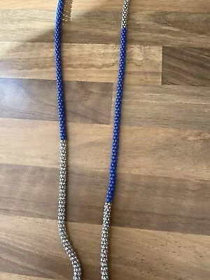 Long Silver And Blue Tone Necklace  • £0.99