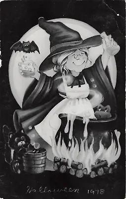 1978 Witch & Kettle Halloween Post Card • $10