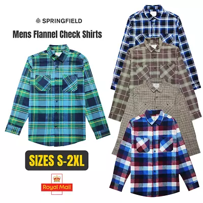 Mens Flannel Lumberjack Check Shirts Cotton Blended Long Sleeve Casual Work Top • £11.99