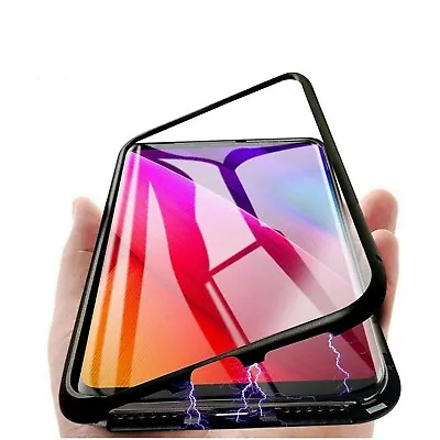 For SAMSUNG GALAXY A30s MAGNETIC CASE METAL BUMPER BACK TEMPERED GLASS COVER • $18.49