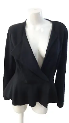 CAbi Women's Black Ponte Knit Fit & Flare Blazer With Side Snap Size 10 • $14