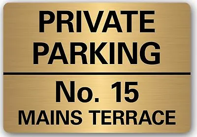 Private Parking Sign Personalised No Parking Keep Clear Metal Sign Brushed Gold • £21.99