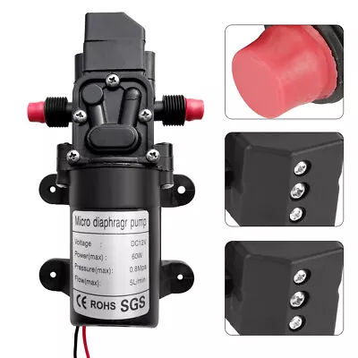 100PSI DC12V 5L/Min Solid Electric Diaphragm Water Pump Self Priming For RV Boat • $13.59