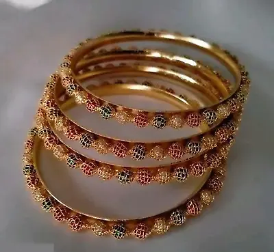 Bollywood Indian Gold Plated Fashion Bracelet Bangles 4 Chudi Kada Jewelry Set • $19