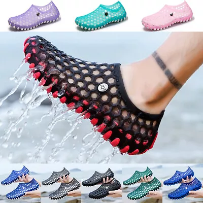 UK Mens Women Clogs Garden Sandals Beach Swim Barefoot Slip On Flat Water Shoes • £9.88