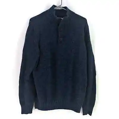 Urban Pipeline Men's Mock Neck 1/4 Button Down Blue Heavy Sweater Blue • $17.95