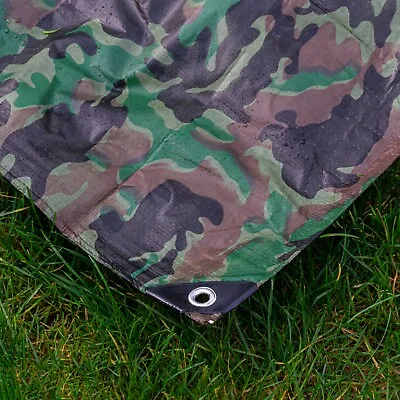 Camouflage Waterproof Tarpaulinsmilitary Basha Camo Tarp Bird Watching Hide • £3.99