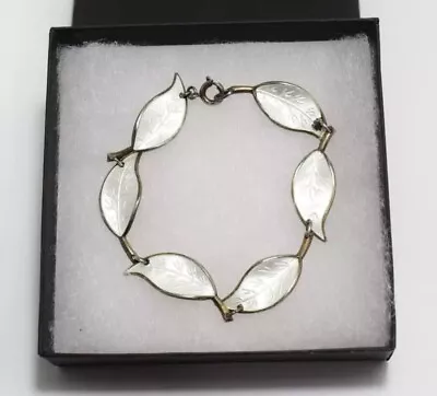 DAVID ANDERSEN NORWAY ENAMEL LEAF STERLING SILVER BRACELET - Signed - Vintage • $85