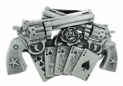 Guns Royal Flush Poker Cards Lighter Holder Metal Belt Buckle • $18.95