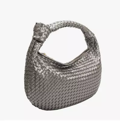 Melie Bianco Brigitte Large Satchel Recycled Vegan Woven Knot Bag Anthropologie! • $99