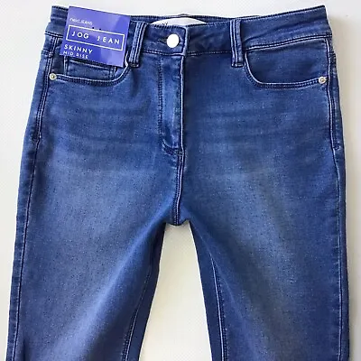 BNWT Ladies Next JOG JEANS SKINNY MID RISE Blue Faded Jeans Size 12 R (288B) • £25.99