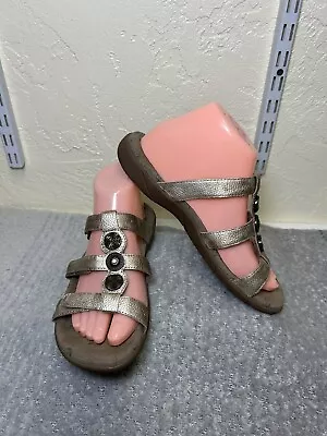 Size 8 ~ Women’s Sandals TAOS Prize 4 Gold Metallic Leather Slip On Adjustable • $10