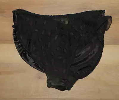 Victoria's Secret Black High Cut Gold Label Satin Flutter Panties Underwear Sz M • $39.99
