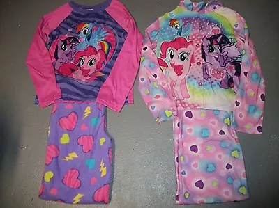 My Little Pony Rainbow Hearts 2 Pc Flannel Fleece Pajama Pj Set Girls Sz L 10 12 • $20