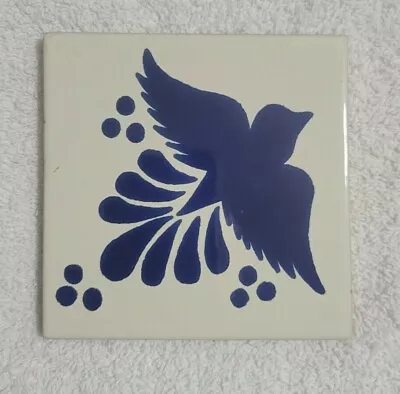 Glossy  3 Dot Blue Bird  Mexican Talavera Ceramic Tiles 4x4 • $5.75