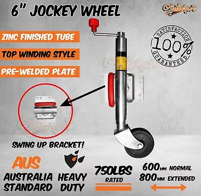 6  Jockey Wheel Swing Up 750LB/340KG Swivel Bracket Rubber Wheel Trailer Caravan • $69.95