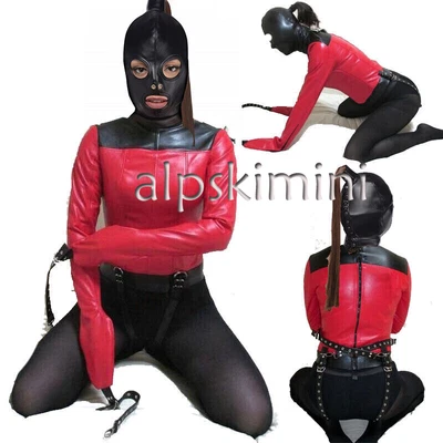 $23.81 • Buy PU Leather Straitjacket Mask Straight Jacket Adjustable Hood With Hair Armbinder