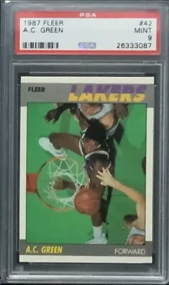 1987 Fleer #42 A.C. Green Rookie Card RC LA Lakers PSA 9 Mint • $40