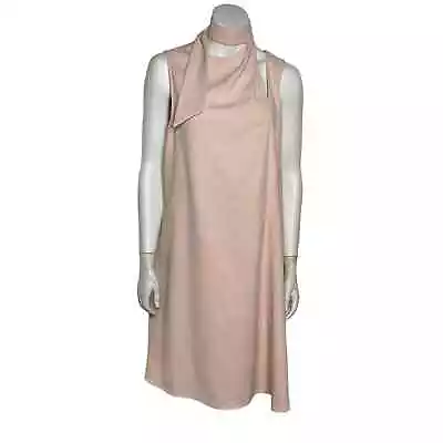 Tibi Dress Women's Size 12 Draped Pleated Neck Shift Dress In Pale Pink  • $75