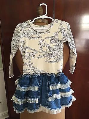 OOH LA LA COUTURE Boutique Long Sleeve Dress Girl Size 4 4T Denim Ruffled Skirt • $23.99