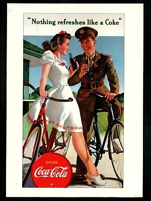 Coca Cola Coke Postcard Military Advertising Bicycle Chrome • $3.49