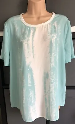 £34 • Buy EQUIPMENT FEMME Tshirt Top 100% Silk Short Sleeve Shirt White Teal Green M S