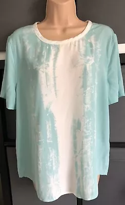 £34 • Buy EQUIPMENT FEMME Tshirt Top 100% Silk Short Sleeve Shirt White Teal Green M S