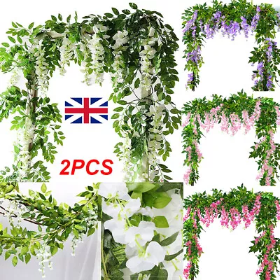 Artificial Fake Hanging Wisteria Silk Flowers Vine Plant Wedding Garden Trailing • £3.99